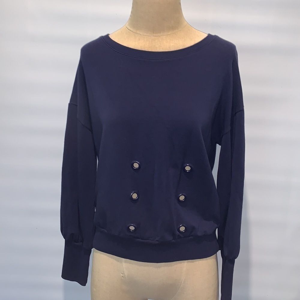 Halogen navy sweatshirt with grommets, Small